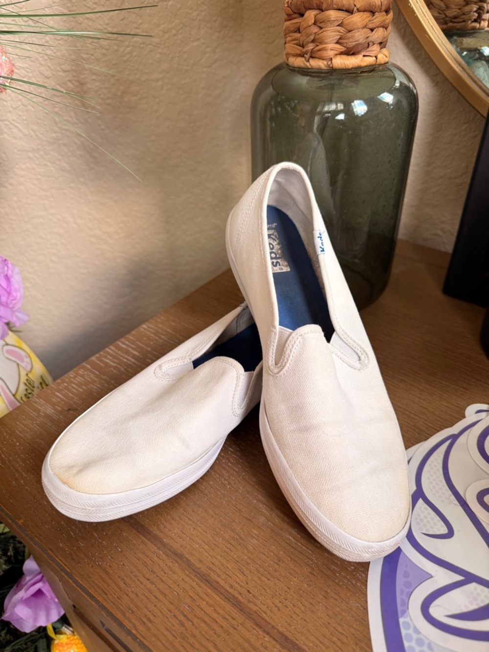 Tretorn Slip-On Canvas Shoes in Off-White